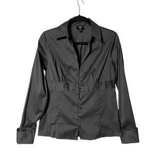 Mossimo Supply Co. Dark Gray Button-Up shirt with pleated detail